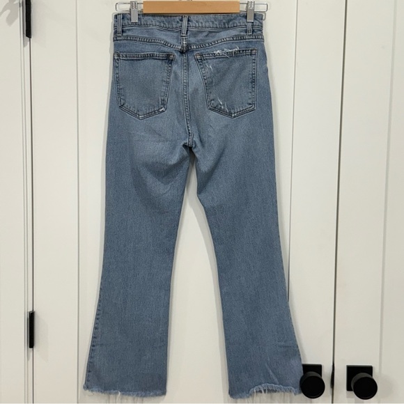 Reformation Crop Flood Jeans Kick Flare Distressed Size 26 Olympic Trendy Chic - Picture 4 of 9